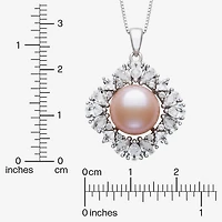 Womens Pink Cultured Freshwater Pearl Sterling Silver Round 18 Inch Pendant Necklace