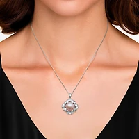 Womens Pink Cultured Freshwater Pearl Sterling Silver Round 18 Inch Pendant Necklace