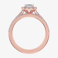 (G / Vs2-Si1) Womens 1 CT. T.W. Lab Grown White Diamond 10K Gold Side Stone Halo Bridal Set