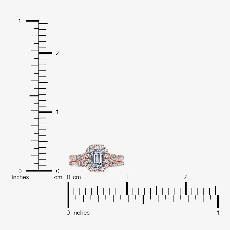 (G / Vs2-Si1) Womens 1 CT. T.W. Lab Grown White Diamond 10K Gold Side Stone Halo Bridal Set