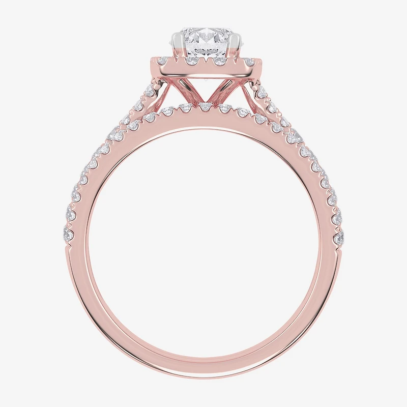1 CT.T.W. (G / VS2-SI1) Lab-Grown Diamond Cushion Halo Wedding Engagement Ring 10K Gold