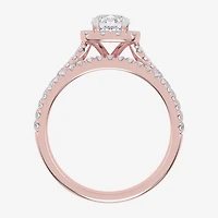 1 CT.T.W. (G / VS2-SI1) Lab-Grown Diamond Cushion Halo Wedding Engagement Ring 10K Gold