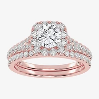 1 CT.T.W. (G / VS2-SI1) Lab-Grown Diamond Cushion Halo Wedding Engagement Ring 10K Gold