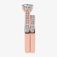 G / Vs2-Si1) Womens 1 1/ CT. T.W. Lab Grown White Diamond 10K Gold Round Side Stone Bridal Set