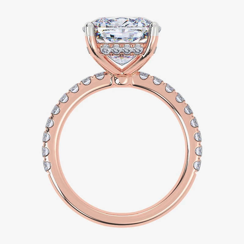 Womens 5 1/2 CT. T.W. Lab Grown White Diamond 14K Gold Cushion Side Stone Engagement Ring