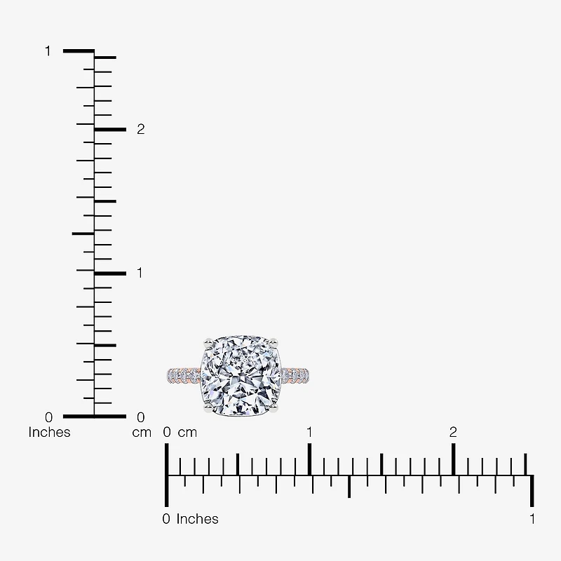 Womens 5 1/2 CT. T.W. Lab Grown White Diamond 14K Gold Cushion Side Stone Engagement Ring