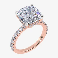 Womens 5 1/2 CT. T.W. Lab Grown White Diamond 14K Gold Cushion Side Stone Engagement Ring