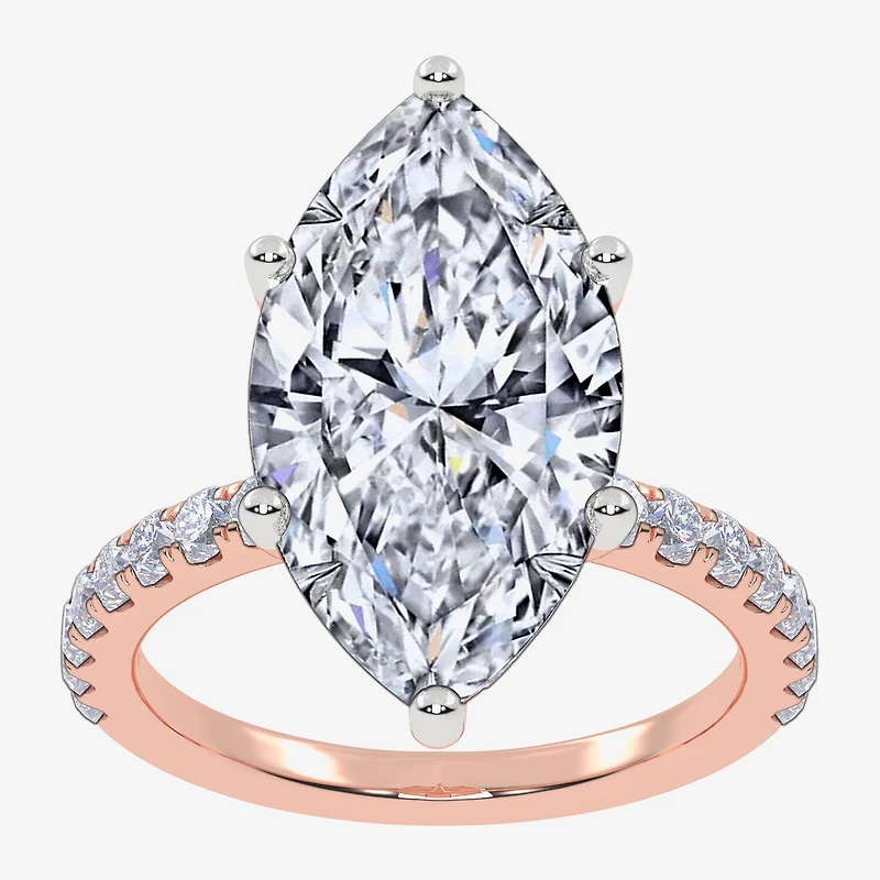 Womens 5 1/2 CT. T.W. Lab Grown White Diamond 14K Gold Marquise Side Stone Engagement Ring