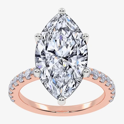 Womens 5 1/2 CT. T.W. Lab Grown White Diamond 14K Gold Marquise Side Stone Engagement Ring