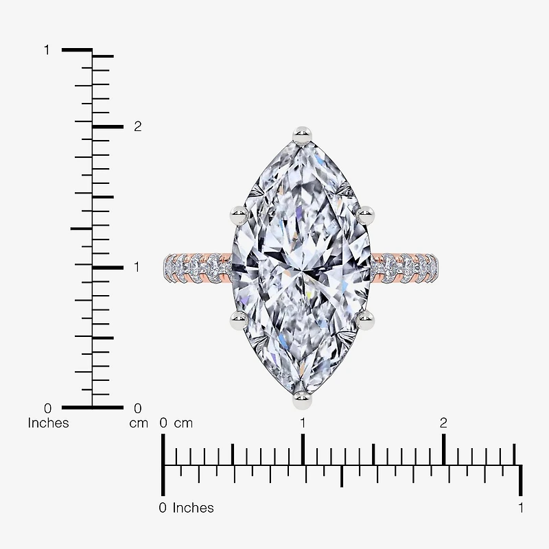 Womens 5 1/2 CT. T.W. Lab Grown White Diamond 14K Gold Marquise Side Stone Engagement Ring