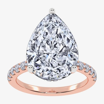 Womens 5 1/2 CT. T.W. Lab Grown White Diamond 14K Gold Pear Side Stone Engagement Ring