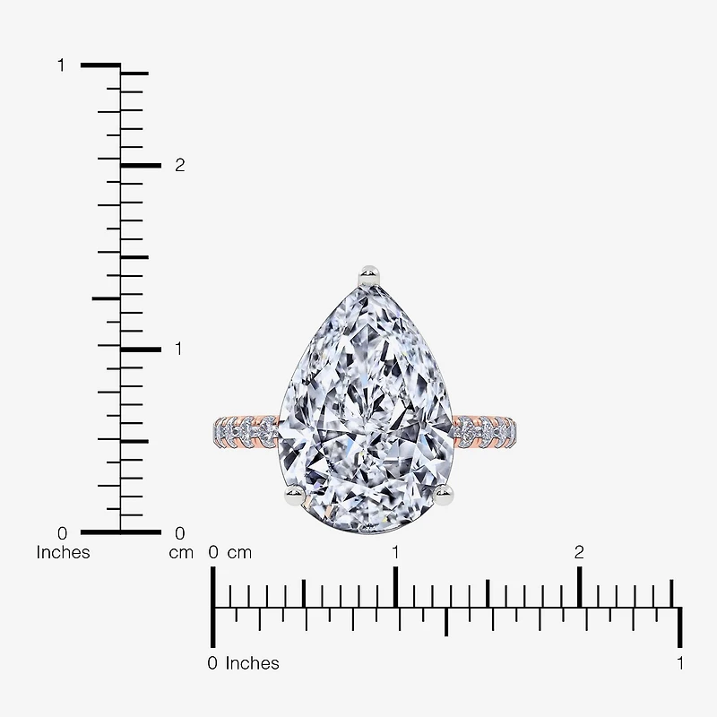 Womens 5 1/2 CT. T.W. Lab Grown White Diamond 14K Gold Pear Side Stone Engagement Ring