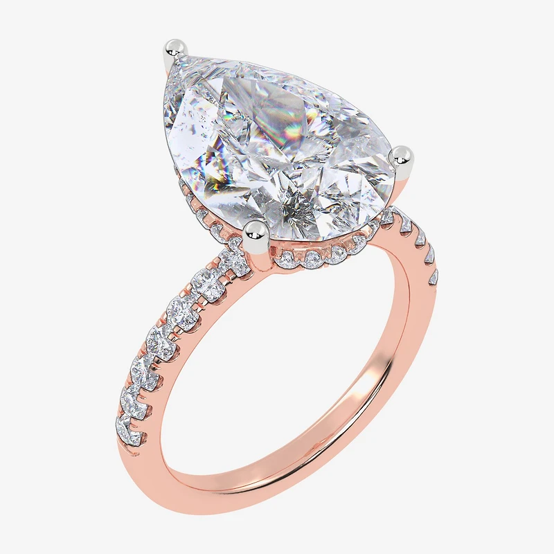 Womens 5 1/2 CT. T.W. Lab Grown White Diamond 14K Gold Pear Side Stone Engagement Ring