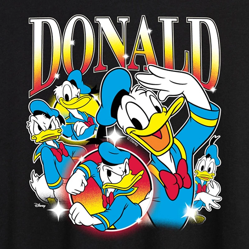 Disney Womens Juniors Crew Neck Short Sleeve Oversized Donald Duck Mickey and Friends Graphic T-Shirt