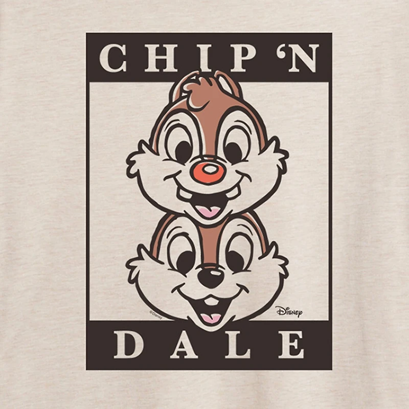 Disney Chip N Dale Tee Womens Juniors Crew Neck Short Sleeve Oversized Graphic T-Shirt