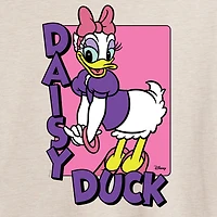 Disney Womens Juniors Crew Neck Short Sleeve Oversized Daisy Duck Mickey and Friends Graphic T-Shirt