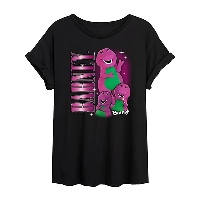 Barney Tee Womens Juniors Crew Neck Short Sleeve Oversized Graphic T-Shirt