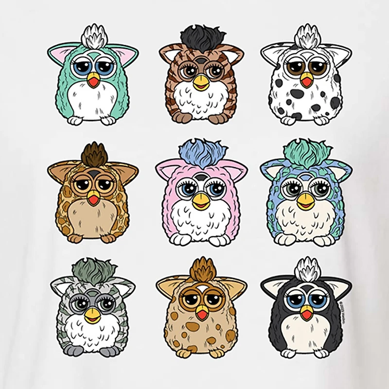 Furby Cropped Tee Womens Juniors Crew Neck Short Sleeve Regular Fit Graphic T-Shirt