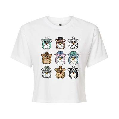 Furby Cropped Tee Womens Juniors Crew Neck Short Sleeve Regular Fit Graphic T-Shirt