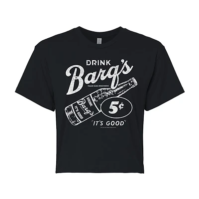 Barq'S Rootbeer Cropped Tee Womens Juniors Crew Neck Short Sleeve Regular Fit Graphic T-Shirt