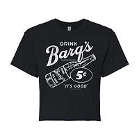 Barq'S Rootbeer Cropped Tee Womens Juniors Crew Neck Short Sleeve Regular Fit Graphic T-Shirt