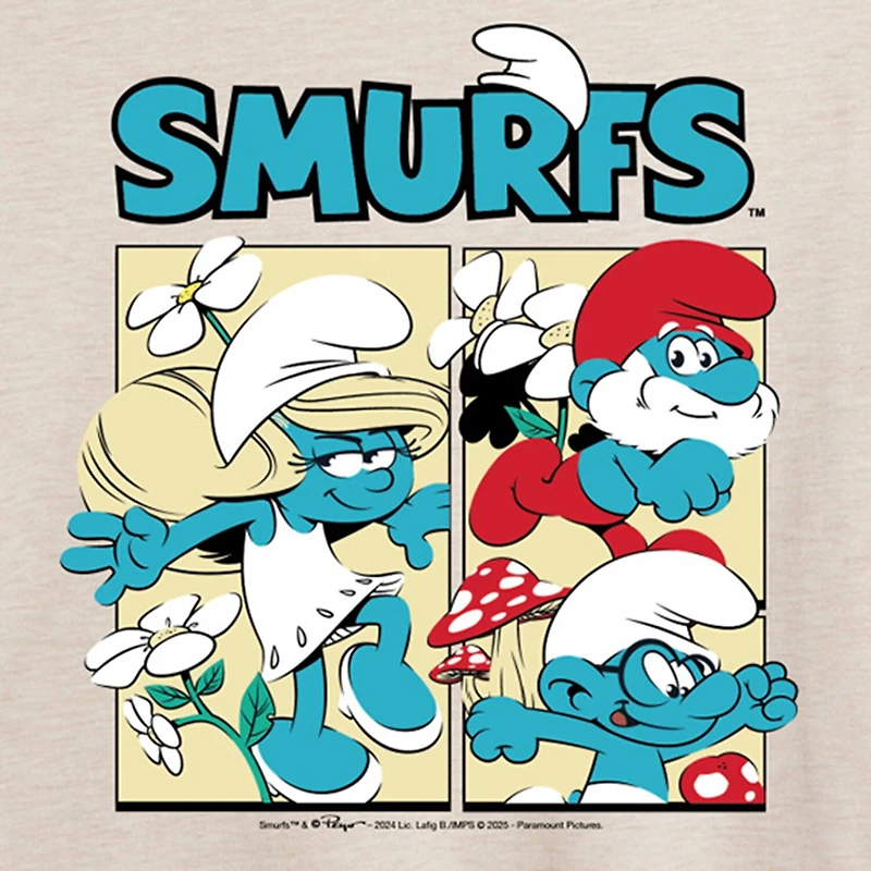 Comic Womens Juniors Crew Neck Short Sleeve Oversized Smurfs Graphic T-Shirt