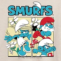 Comic Womens Juniors Crew Neck Short Sleeve Oversized Smurfs Graphic T-Shirt