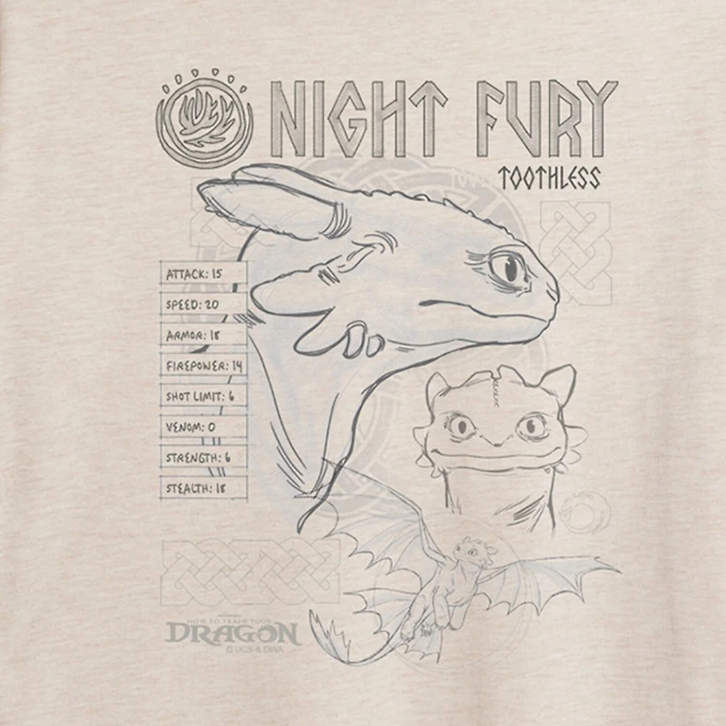 How To Train Your Dragon Sketch Tee Womens Juniors Crew Neck Short Sleeve Oversized Graphic T-Shirt