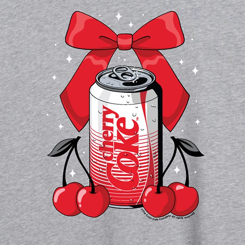 Bow Cherry Coke Tee Womens Juniors Crew Neck Short Sleeve Oversized Graphic T-Shirt
