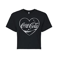 Coca-Cola Heart Cropped Tee Womens Juniors Crew Neck Short Sleeve Regular Fit Graphic T-Shirt