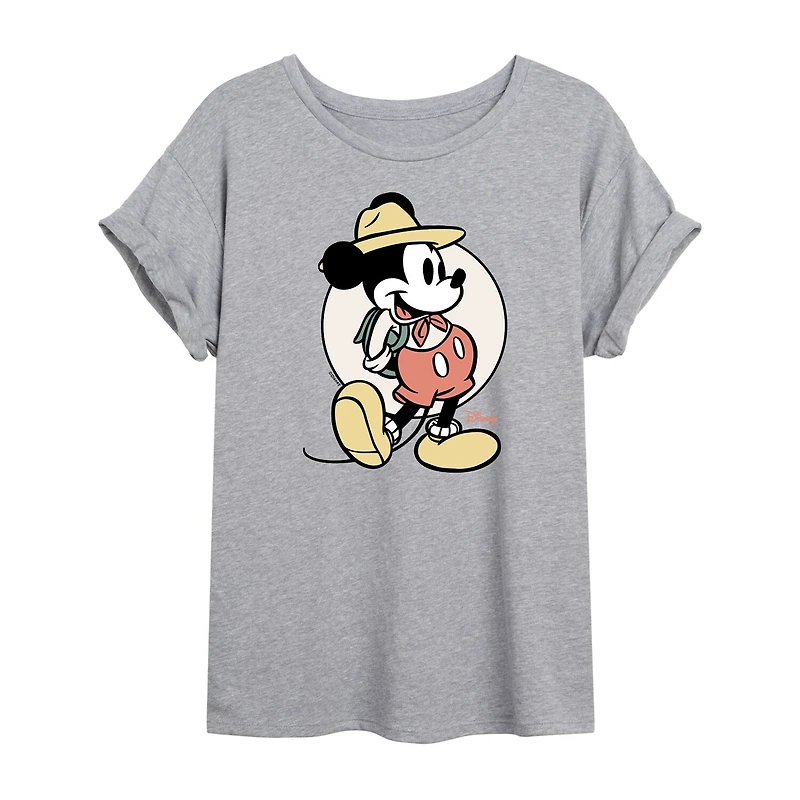 Disney Wildreness Womens Juniors Crew Neck Short Sleeve Oversized Mickey and Friends Mouse Graphic T-Shirt