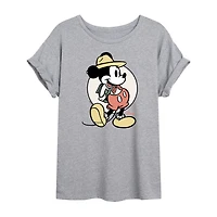 Disney Wildreness Womens Juniors Crew Neck Short Sleeve Oversized Mickey and Friends Mouse Graphic T-Shirt