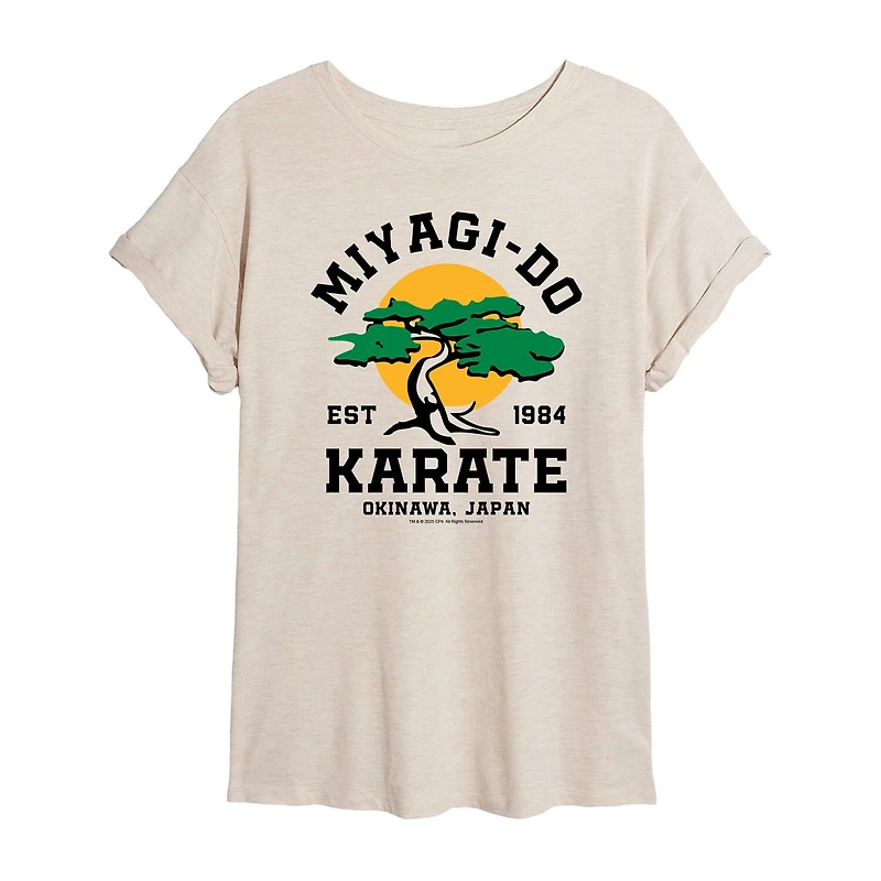 Karate Kid Miyagi Tee Womens Juniors Crew Neck Short Sleeve Oversized Graphic T-Shirt