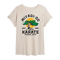 Karate Kid Miyagi Tee Womens Juniors Crew Neck Short Sleeve Oversized Graphic T-Shirt