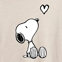 Womens Juniors Crew Neck Short Sleeve Oversized Peanuts Snoopy Graphic T-Shirt