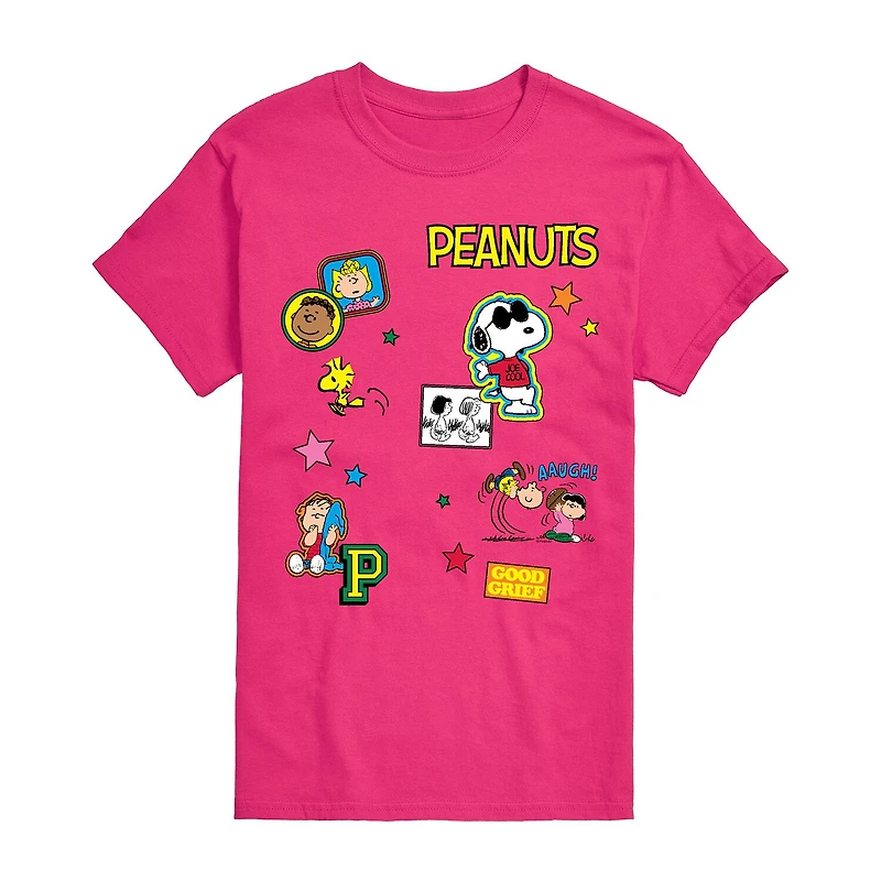Womens Juniors Crew Neck Short Sleeve Regular Fit Peanuts Snoopy Graphic T-Shirt