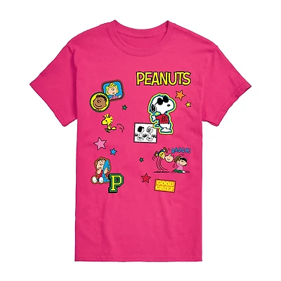 Womens Juniors Crew Neck Short Sleeve Regular Fit Peanuts Snoopy Graphic T-Shirt