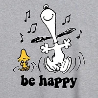 Be Happy Womens Juniors Crew Neck Short Sleeve Oversized Peanuts Snoopy Graphic T-Shirt