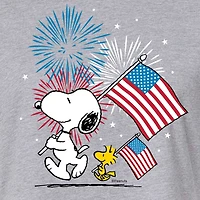 Woodstock Flag Cropped Womens Juniors Crew Neck Short Sleeve Regular Fit Peanuts Snoopy Graphic T-Shirt