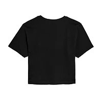 Disney Freedom Cropped Womens Juniors Crew Neck Short Sleeve Regular Fit Mickey and Friends Pluto Graphic T-Shirt