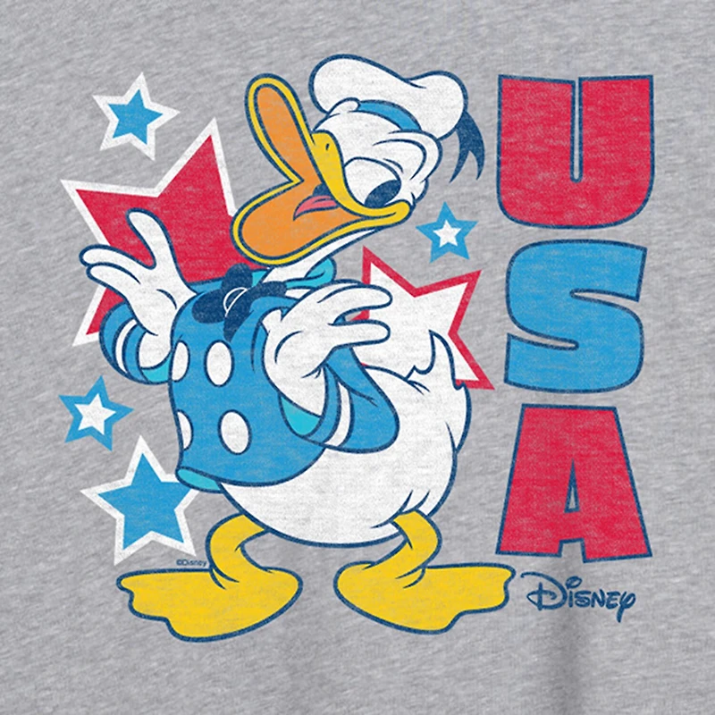 Disney Usa Womens Juniors Crew Neck Short Sleeve Oversized Donald Duck Mickey and Friends Graphic T-Shirt