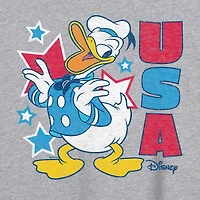 Disney Usa Womens Juniors Crew Neck Short Sleeve Oversized Donald Duck Mickey and Friends Graphic T-Shirt