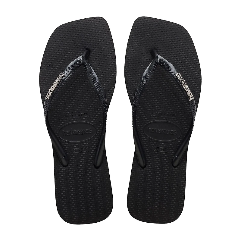 Havaianas® Womens Slim Square Logo Metallic Flip-Flops