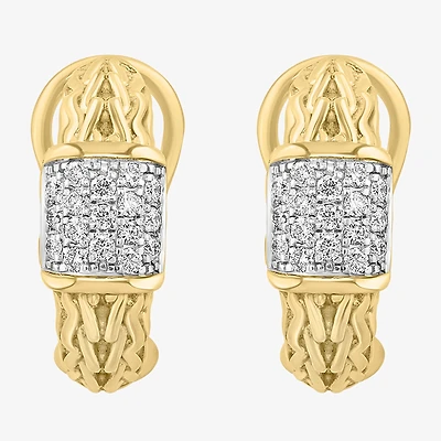 Effy Final Call Limited Quantities! Womens 3/8 CT. T.W. Natural White Diamond 14K Gold Over Silver 8.6mm Hoop Earrings