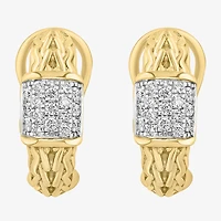 Effy Final Call Limited Quantities! Womens 3/8 CT. T.W. Natural White Diamond 14K Gold Over Silver 8.6mm Hoop Earrings