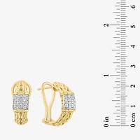 Effy Final Call Limited Quantities! Womens 3/8 CT. T.W. Natural White Diamond 14K Gold Over Silver 8.6mm Hoop Earrings