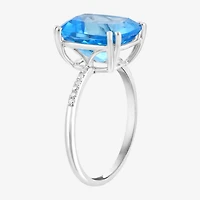 Effy Final Call Limited Quantities! Womens Diamond Accent Genuine Blue Topaz 14K Gold Cocktail Ring