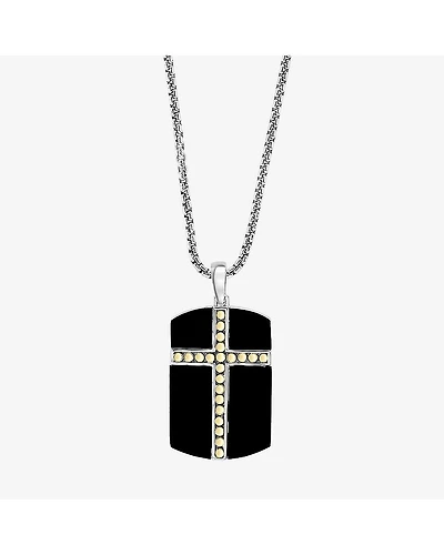 Effy Final Call Limited Quantities! Mens Genuine Black Onyx 18K Gold Over Silver Dog Tag 22 Inch Pendant Necklace