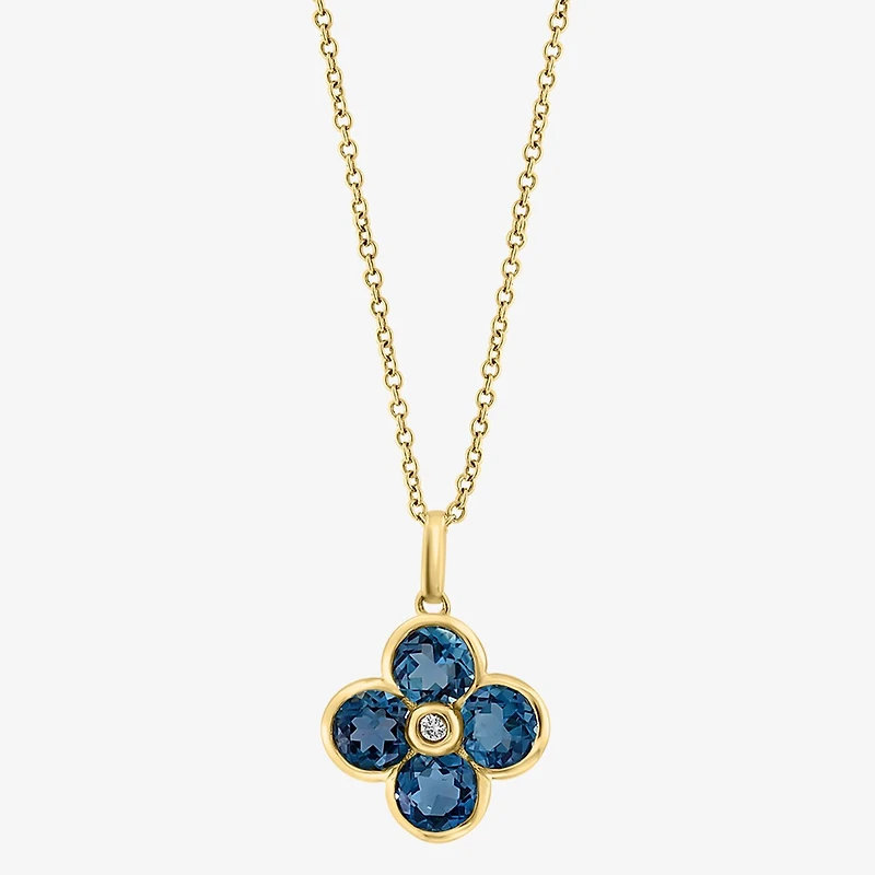 Effy Final Call Limited Quantities! Womens Diamond Accent Genuine Blue Topaz 14K Gold 18 Inch Pendant Necklace