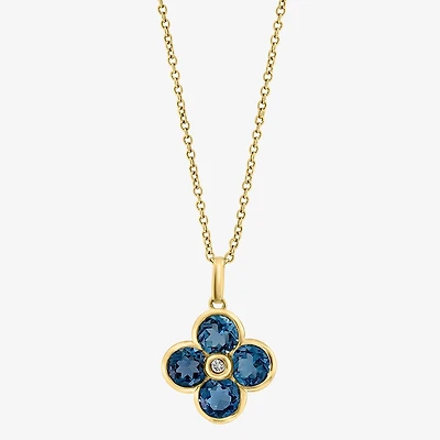 Effy Final Call Limited Quantities! Womens Diamond Accent Genuine Blue Topaz 14K Gold 18 Inch Pendant Necklace